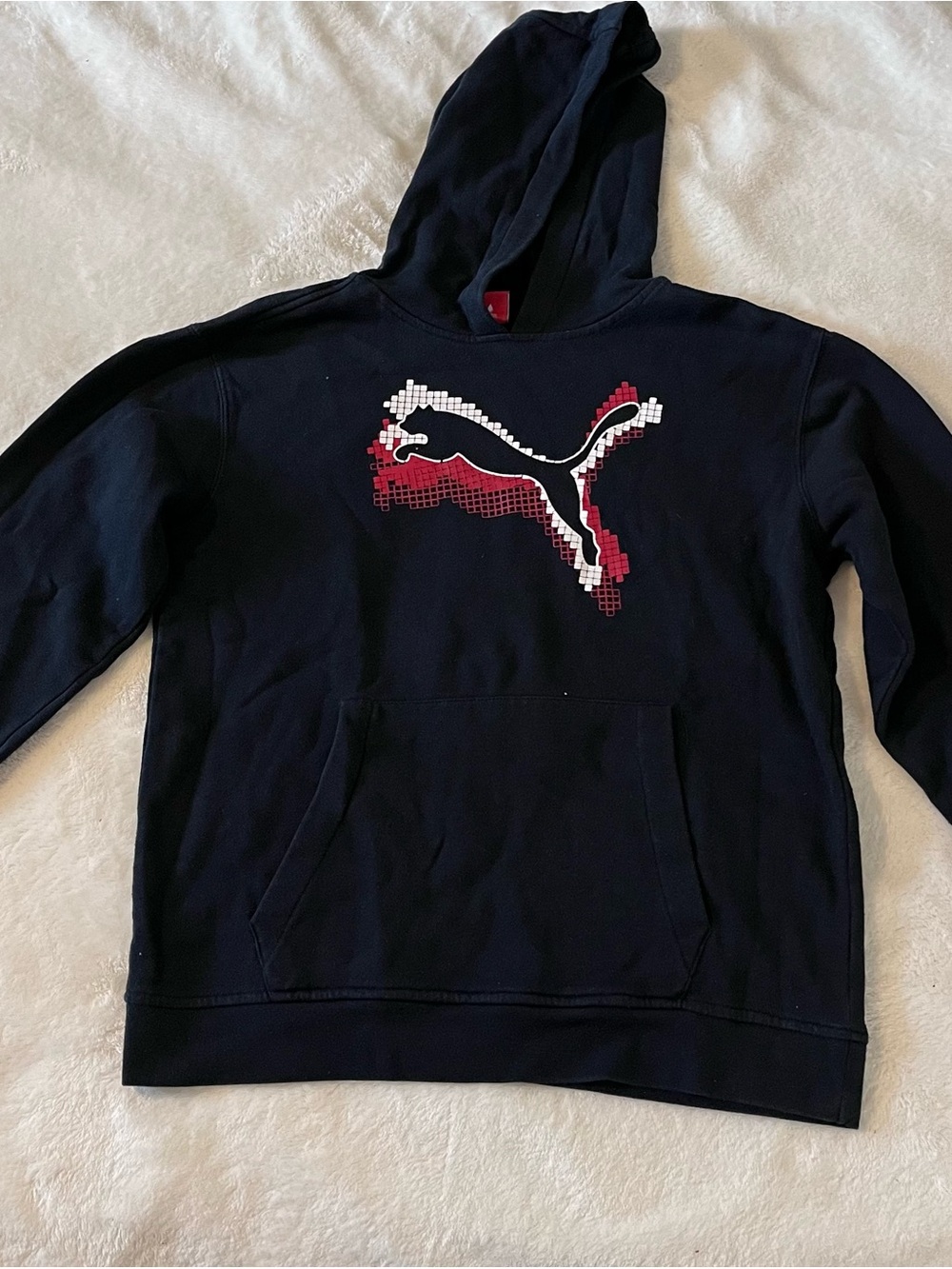 PUMA Boys black Logo Hoodie - Red & White Accent